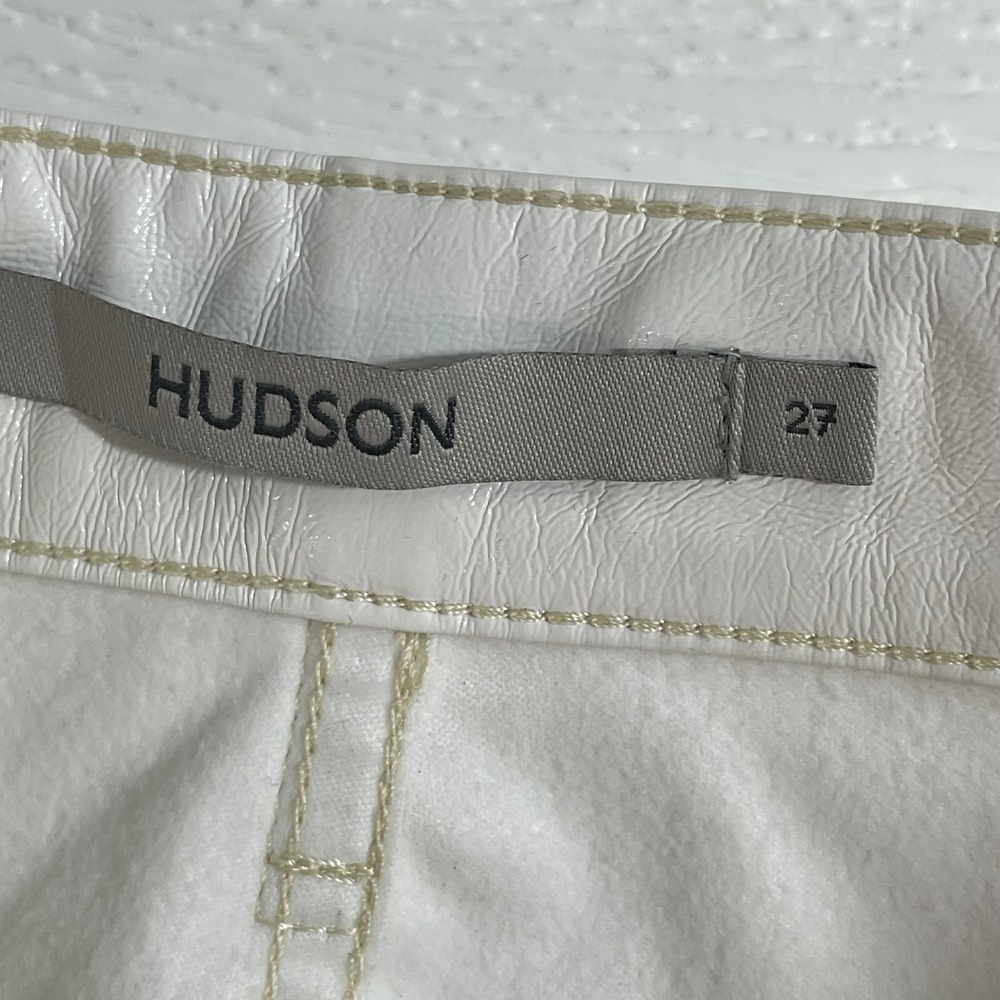 HUDSON Rosie High Rise Patent Egret Faux Leather Cropped Wide‎ Leg Pants Size 27 - Picture 7 of 13